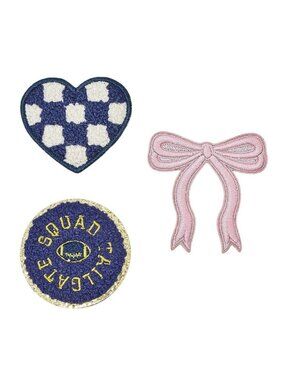 NWT Universal Thread Squad Checkered Heart Bow Patches 3-Pack Blue Multi